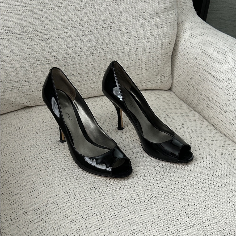 Nine West Black Peep-Toe Heels